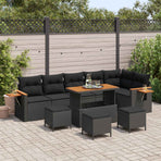 Garden Sofa Set 10 pcs Black Poly Rattan