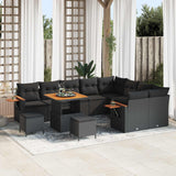 Garden Sofa Set 12 pcs Black Poly Rattan