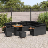 Garden Sofa Set 12 pcs Black Poly Rattan