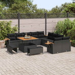 Garden Sofa Set with Cushion 13 pcs Black Poly rattan