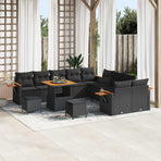 Garden Sofa Set with Cushion 13 pcs Black Poly rattan