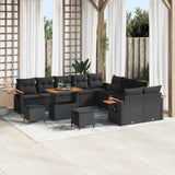 Garden Sofa Set with Cushion 13 pcs Black Poly rattan