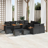 Garden Sofa Set with Cushion 14 pcs Black Poly rattan