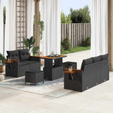 Garden Sofa Set with Cushion Manual 8 pcs Black 90 x 55 x 71 cm