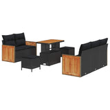 Garden Sofa Set 8 pcs Black Poly rattan and powder-coated steel