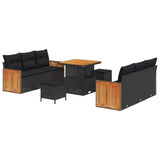 Garden Sofa Set 9 pcs Black Poly rattan and powder-coated steel