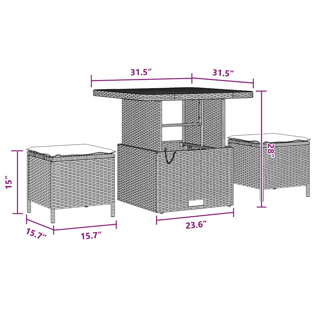 Garden Sofa Set with Cushion Manual 9 pcs Black 80 x 80 x 71 cm