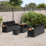 Garden Sofa Set with Cushion Manual 9 pcs Black 90 x 55 x 71 cm - Side View