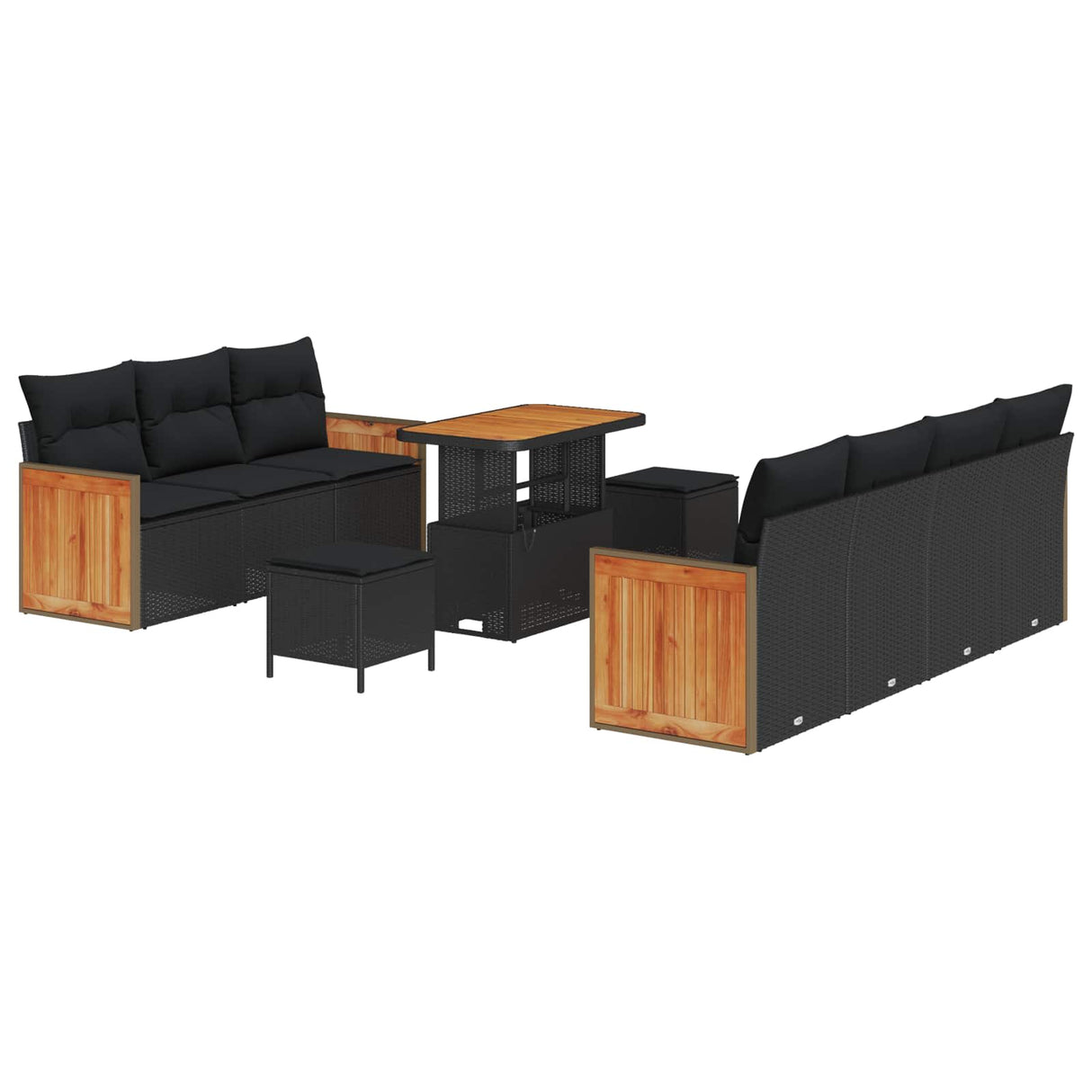 Garden Sofa Set with Cushion Manual 10 pcs Black