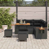 Garden Sofa Set with Cushion 8 pcs Black 80 x 80 x 71 cm - Side View