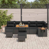Garden Sofa Set with Cushion 9 pcs Black 80 x 80 x 71 cm - Side View