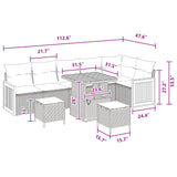 Garden Sofa Set 9 pcs Black Poly rattan and powder-coated steel