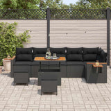 Garden Sofa Set with Cushion 9 pcs Black 90 x 55 x 71 cm - Side View