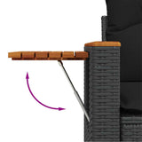 Garden Sofa Set with Cushion 10 pcs Black 110 x 55 x 71 cm - Extra Image