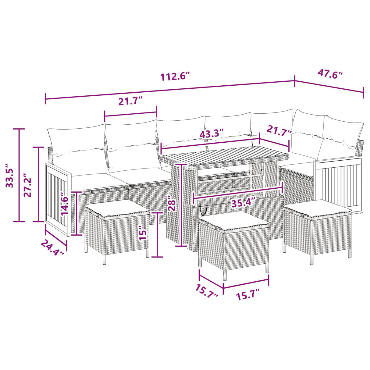 Garden Sofa Set with Cushion 10 pcs Black