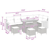 Garden Sofa Set with Cushion 10 pcs Black - Extra Image