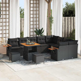 Garden Sofa Set with Cushion 12 pcs Black