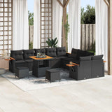 Garden Sofa Set with Cushion 13 pcs Black