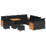 Garden Sofa Set with Cushion 13 pcs Black