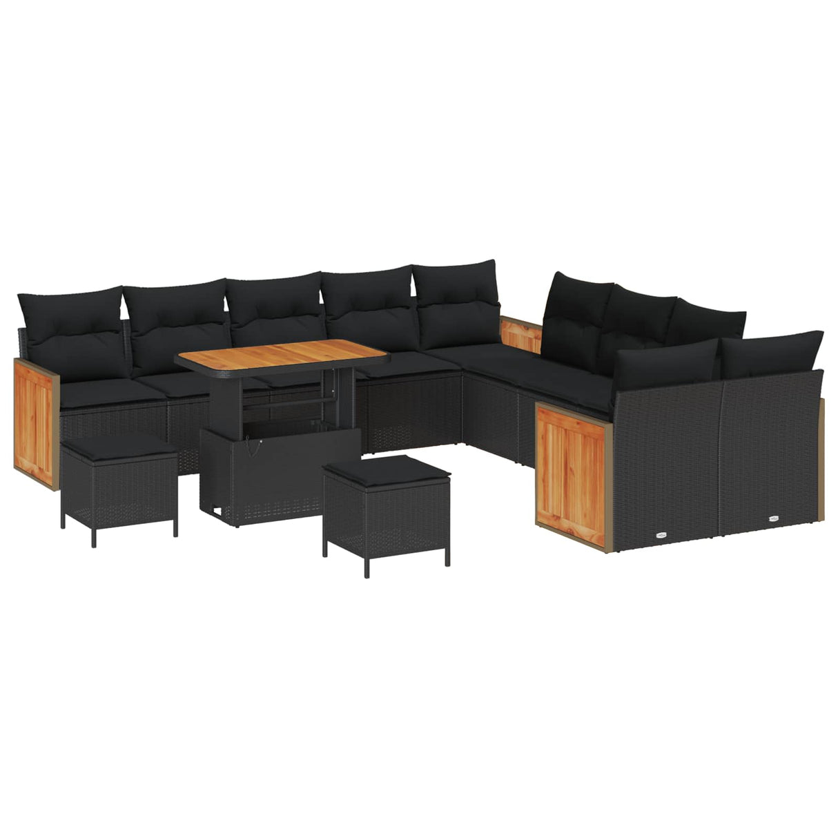 Garden Sofa Set with Cushion 13 pcs Black