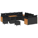 Garden Sofa Set with Cushion 13 pcs Black