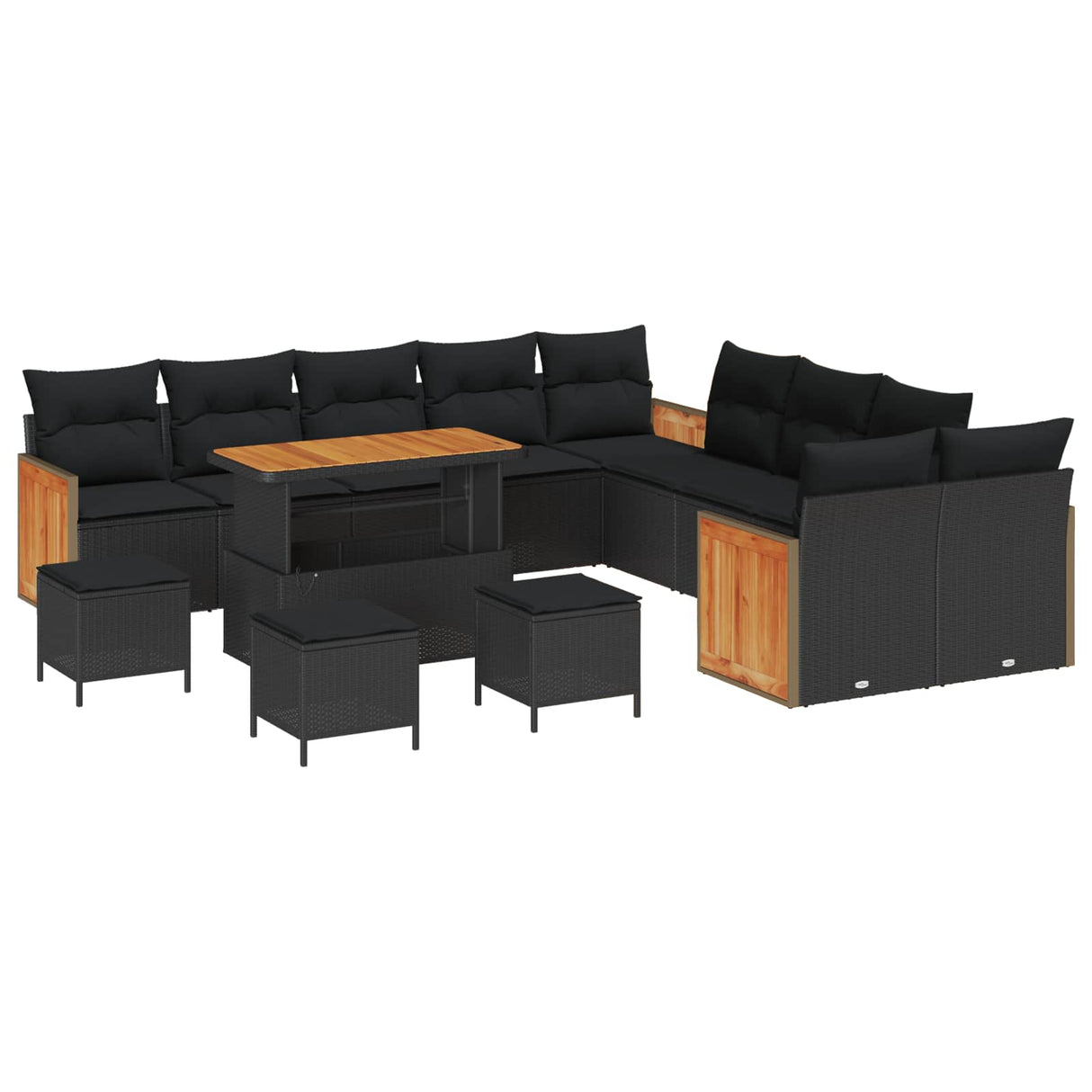 Garden Sofa Set with Cushion 14 pcs Black