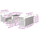 Garden Sofa Set 8 pcs Black Poly rattan and powder-coated steel - Extra Image