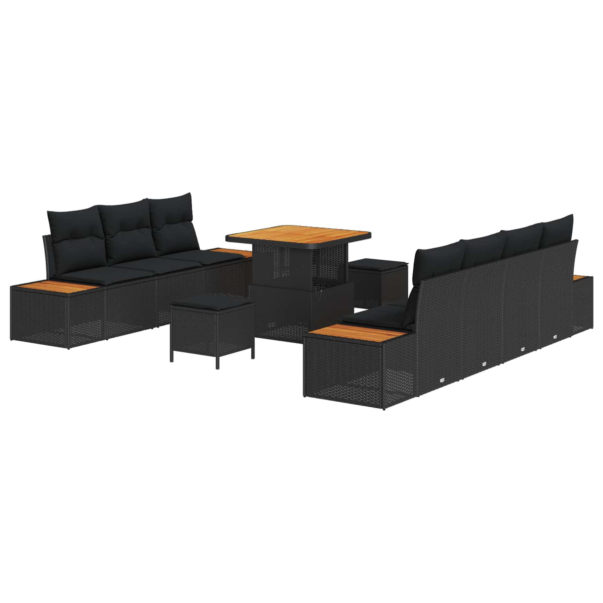 Garden Sofa Set with Cushion 10 pcs Black