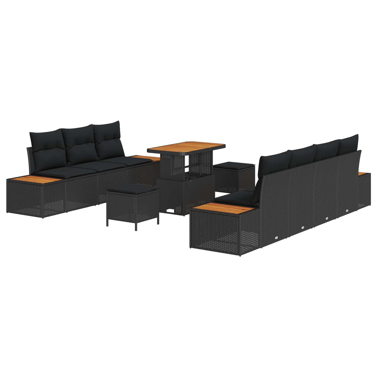 Garden Sofa Set with Cushion 10 pcs Black