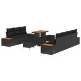 Garden Sofa Set with Cushion 10 pcs Black