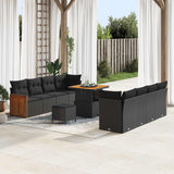 Garden Sofa Set with Cushion 11 pcs Black