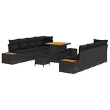 Garden Sofa Set with Cushion 11 pcs Black