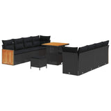 Garden Sofa Set with Cushion 11 pcs Black - Front View