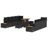 Garden Sofa Set with Cushion 11 pcs Black