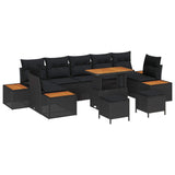 Garden Sofa Set with Cushion 10 pcs Black
