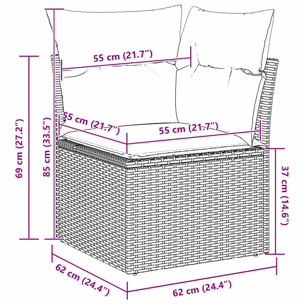 Garden Sofa Set with Cushion 8 pcs Black 100 x 100 x 71 cm