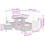 Garden Sofa Set 8 pcs Black Poly rattan and powder-coated steel - Close-Up Angle