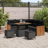 Garden Sofa Set with Cushion 8 pcs Black 90 x 55 x 71 cm