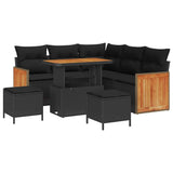 Garden Sofa Set with Cushion 8 pcs Black 90 x 55 x 71 cm - Front View