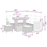Garden Sofa Set with Cushion 8 pcs Black 90 x 55 x 71 cm - Extra Image