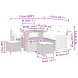 Garden Sofa Set 8 pcs Black Poly rattan and powder-coated steel - Extra Image