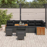 Garden Sofa Set with Cushion 9 pcs Black 90 x 55 x 71 cm - Side View