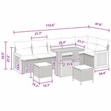 Garden Sofa Set with Cushion 9 pcs Black 90 x 55 x 71 cm - Extra Image