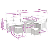 Garden Sofa Set 9 pcs Black Poly rattan and powder-coated steel - Extra Image