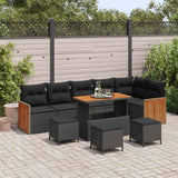 Garden Sofa Set with Cushion 10 pcs Black 110 x 55 x 71 cm