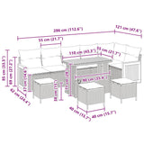 Garden Sofa Set with Cushion 10 pcs Black 110 x 55 x 71 cm - Close-Up Angle