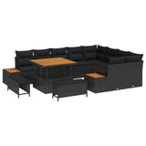 Garden Sofa Set with Cushion 12 pcs Black
