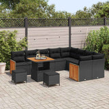 Garden Sofa Set with Cushion 12 pcs Black