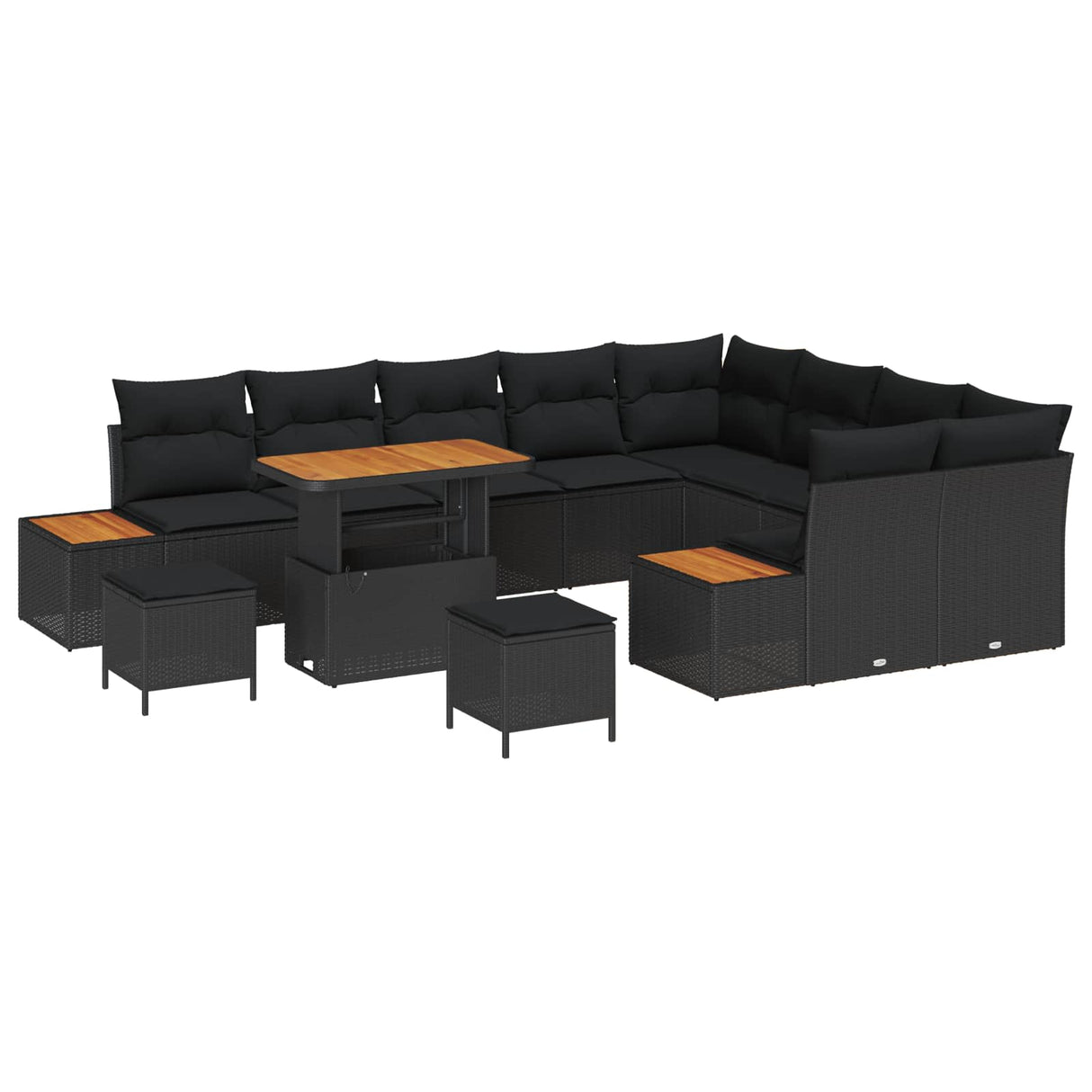 Garden Sofa Set with Cushion 12 pcs Black