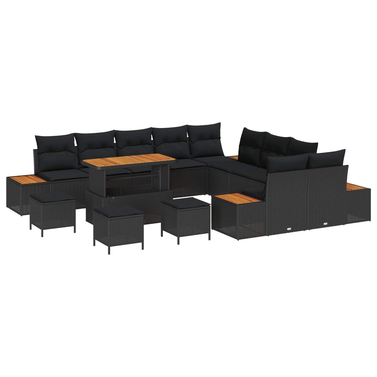 Garden Sofa Set with Cushion 14 pcs Black